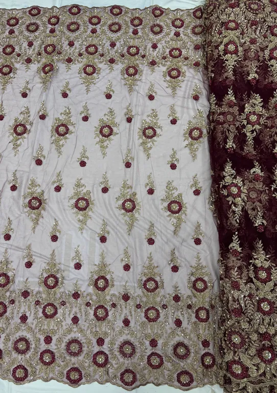 New designer imported beads handwork net fabrics DN-pure handwork heavy double border