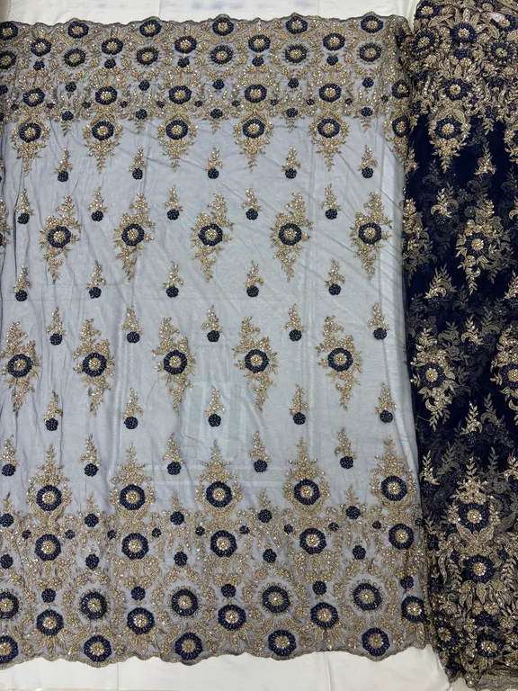 New designer imported beads handwork net fabrics DN-pure handwork heavy double border