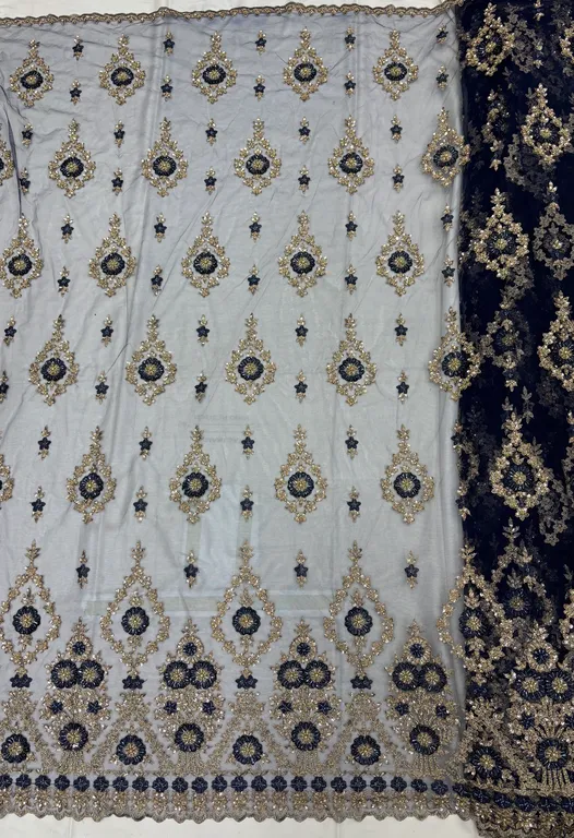New designer imported beads handwork net fabrics DN-pure handwork single border butta