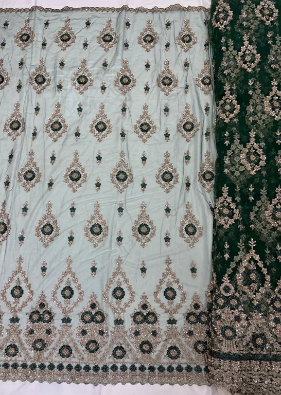 New designer imported beads handwork net fabrics DN-pure handwork single border butta