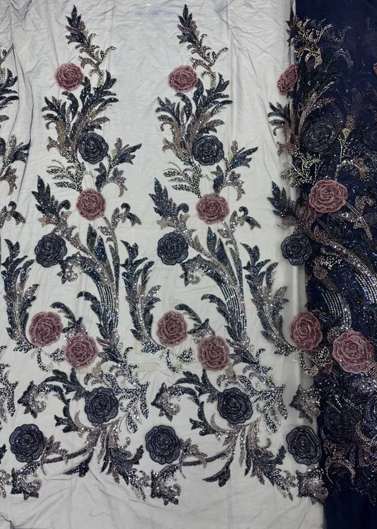 New designer imported flower applique beaded work net fabrics
