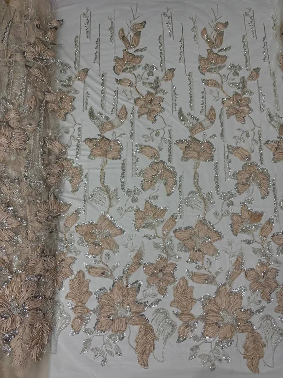 New designer imported ribbon with beads work net fabrics DN-6RC320