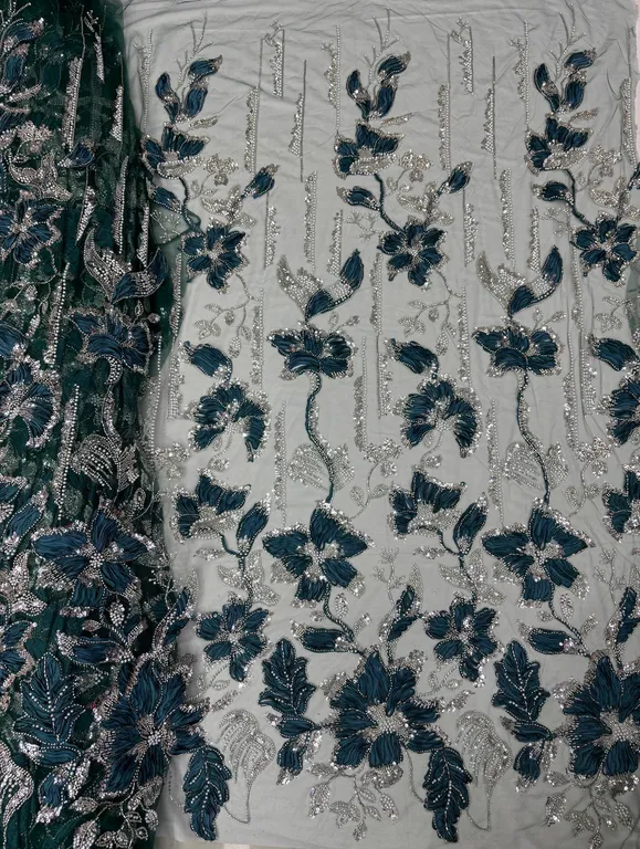 New designer imported ribbon with beads work net fabrics DN-6RC320