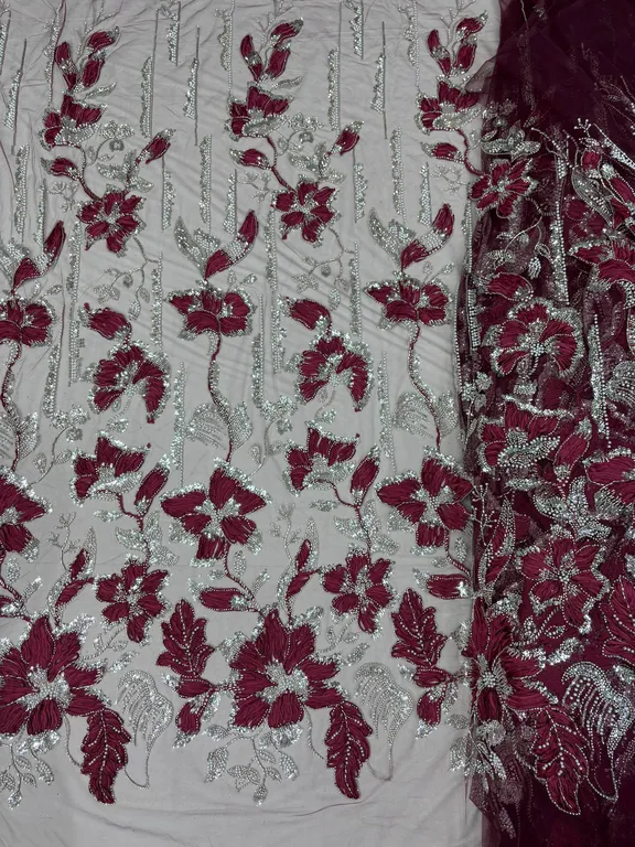 New designer imported ribbon with beads work net fabrics DN-6RC320