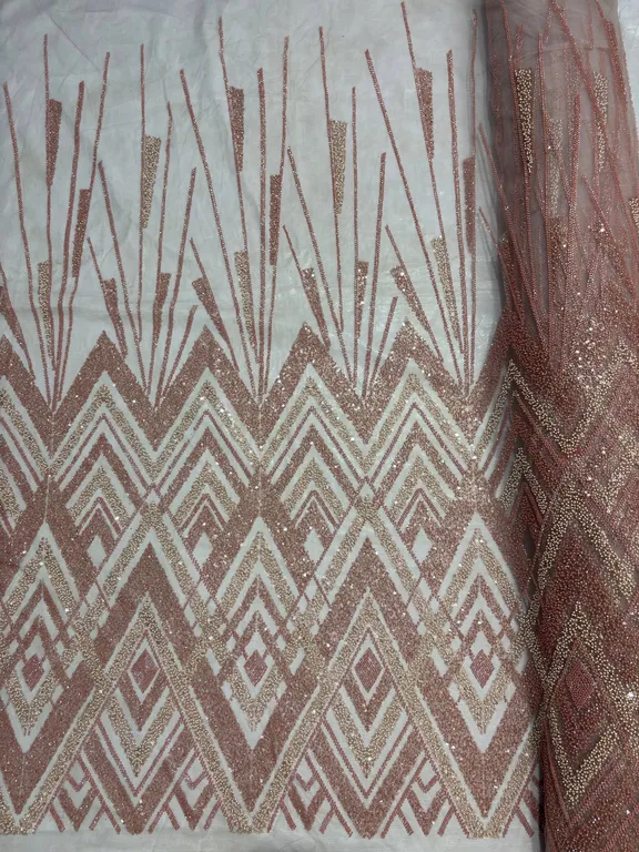 New designer ton on ton beads handwork net fabrics
