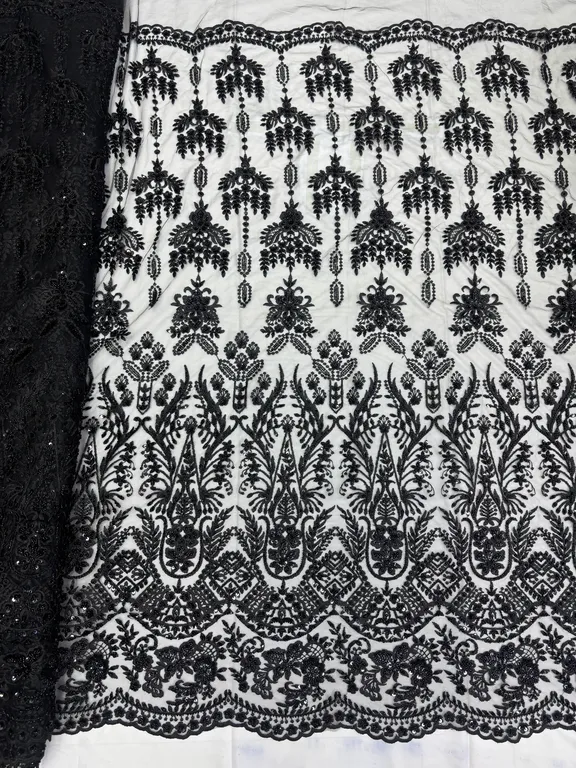 New designer imported beads work net fabrics DN-5568/D1 Black