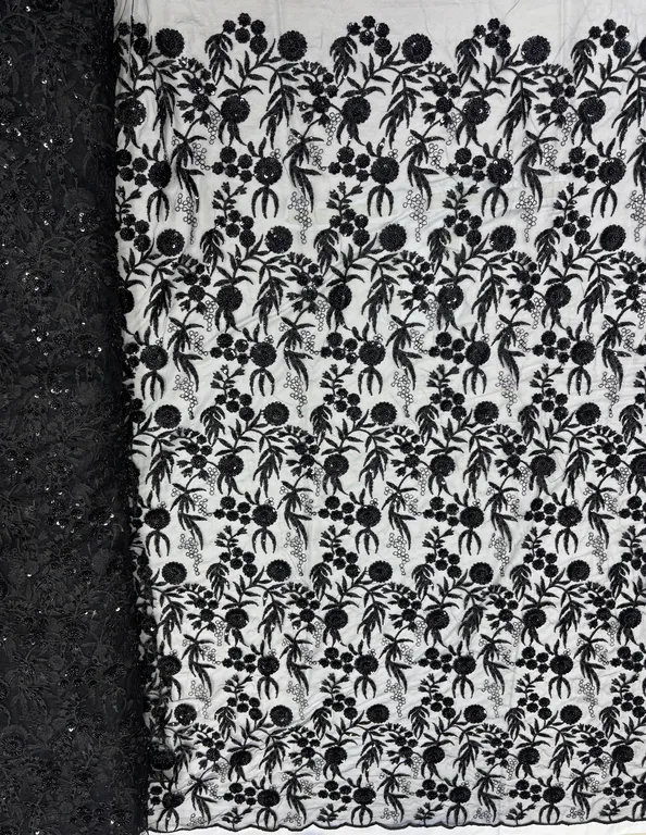 New designer imported beads work net fabrics DN-5568/D8 black