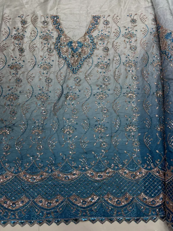 New designer imported beads work Organza neck fabrics DN-5808/D3 