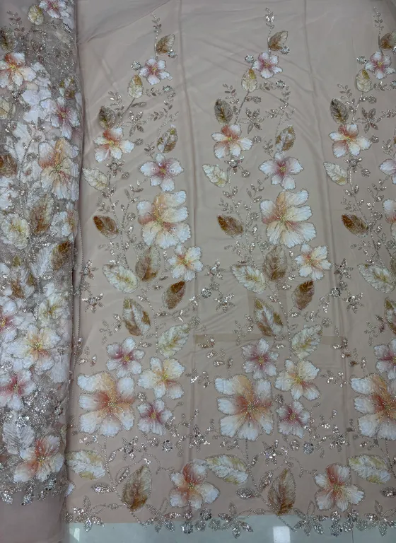 New designer imported net ribbon with beads work net fabrics DN-6061/D2