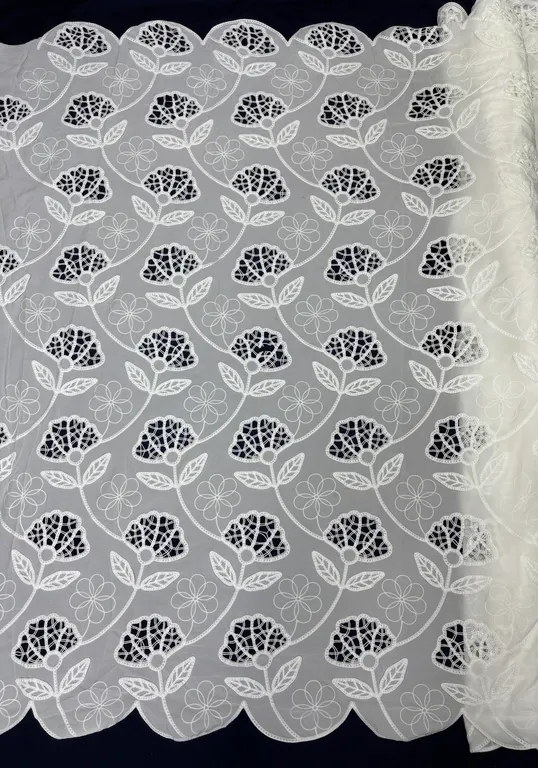New designer imported cotton cutwork fabrics DN-dyeable cutwork 4