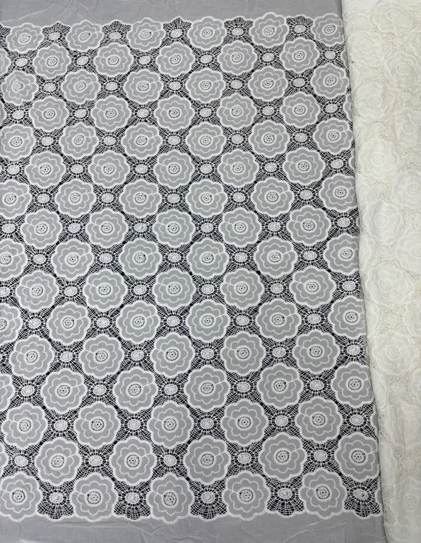 New designer imported cotton cutwork fabrics DN-dyeable cutwork 8