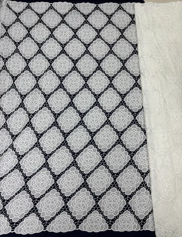 New designer imported dyeable cotton cutwork fabrics DN-dyeable cutwork 9