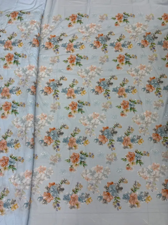 New designer imported cotton print work net fabrics DN-K3703 cotton print